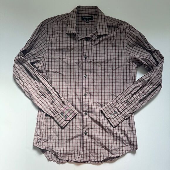 Banana Republic Stretch Tailored Slim Fit Red Plaid Size Medium - Picture 1 of 6